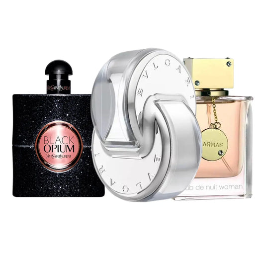 Kit 3 perfumes Black Opium, Omnia Crystal, Club the Nuit Woman 100ml