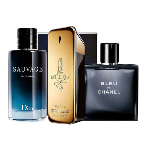 Kit 3 Perfumes Sauvage, One Million, Bleu 100ml