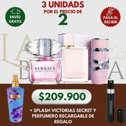 Kit 3 Perfumes Her, Yara, Bright Crystal 100ml