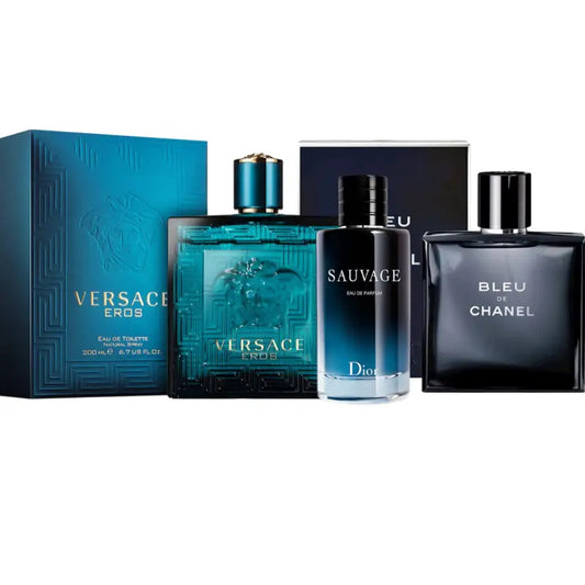 Kit 3 Perfumes Sauvage, Bleu, Eros 100ml