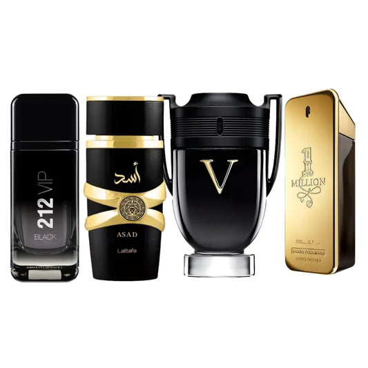 Kit 4 Perfumes Asad, One Million, Invictus Victoru, 212 Vip Black
